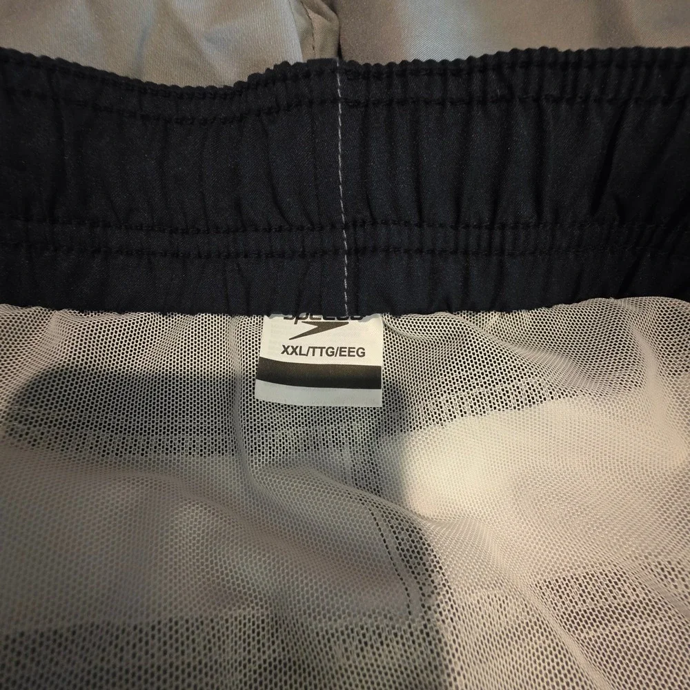 Speedo Mens Swim‎ Trunks XXL Navy White Grey Colorblock UPF 50+ Board Shorts NEW